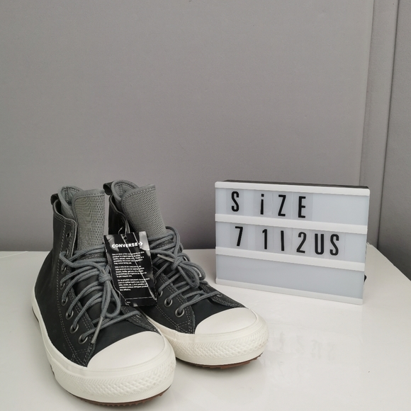 Converse Chuck Taylor Lunarlon Hi Top Leather  Sneakers  Men 7.5 Women 9.5 Gray - Picture 1 of 6